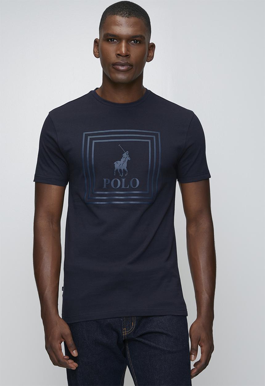 POLO - Pm0013 Square Pony Printed Short Sleeve Tee - Navy