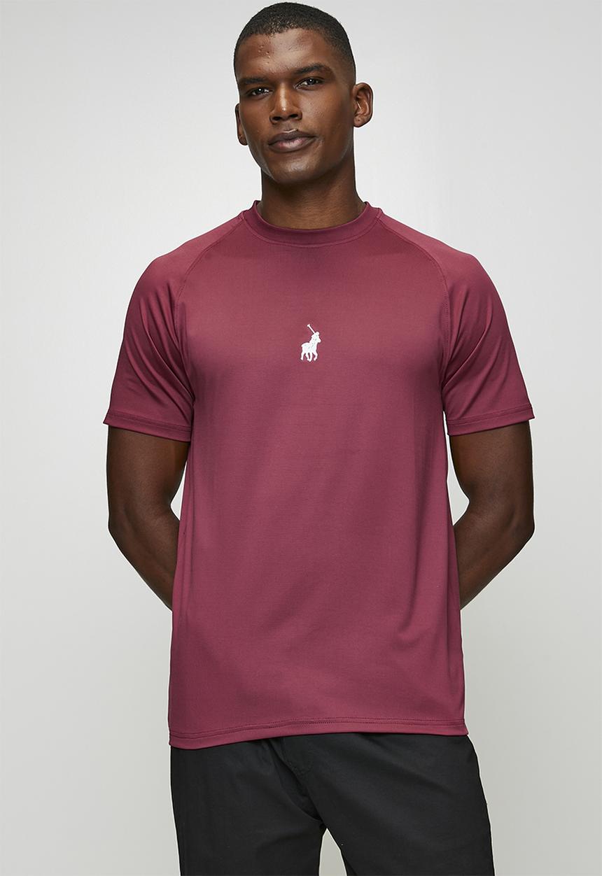 POLO - Karabo Sport Short Sleeve Printed Tech Tee - Maroon