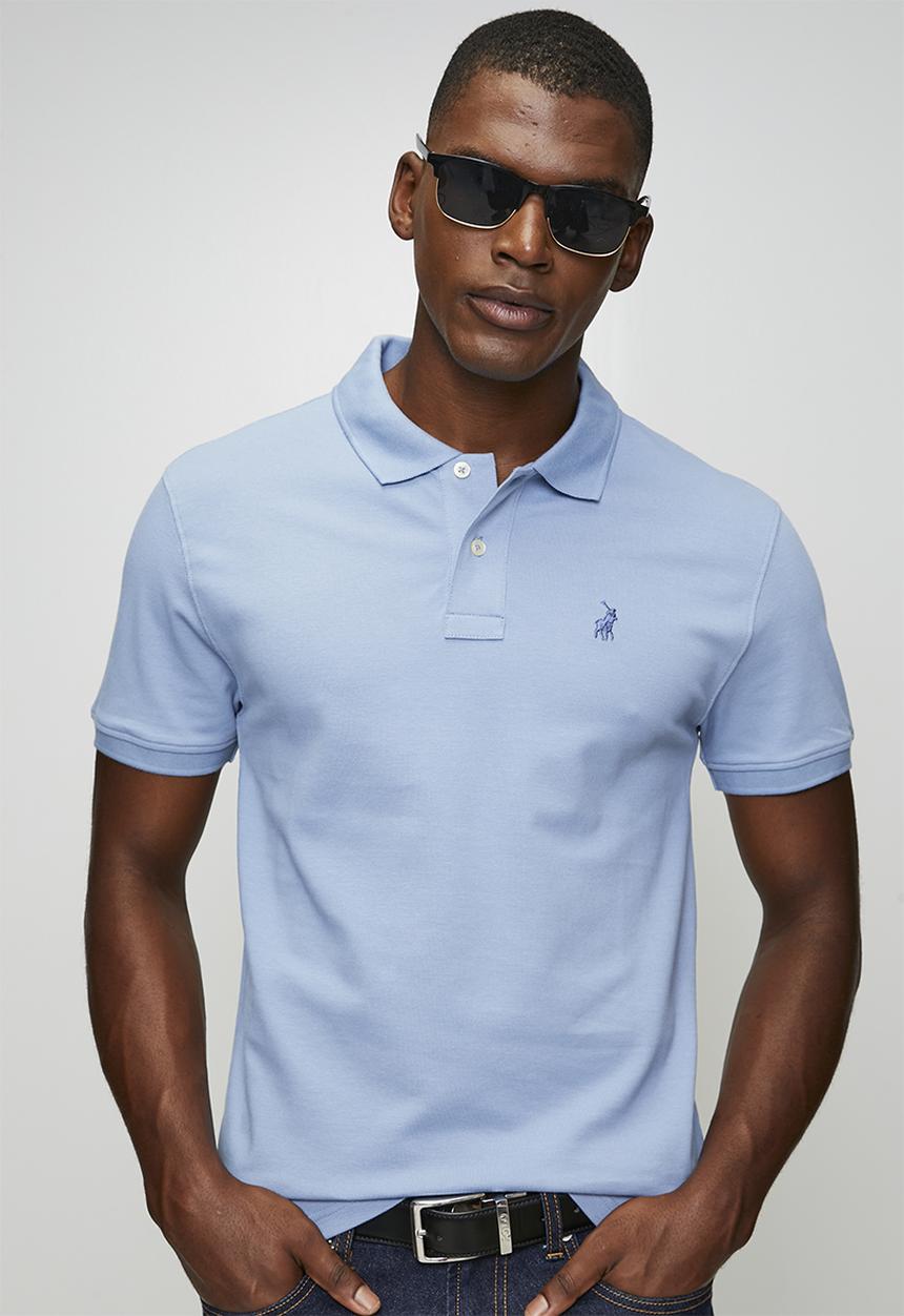 POLO - Carter Essential Pique Short Sleeve Golfer - Blue