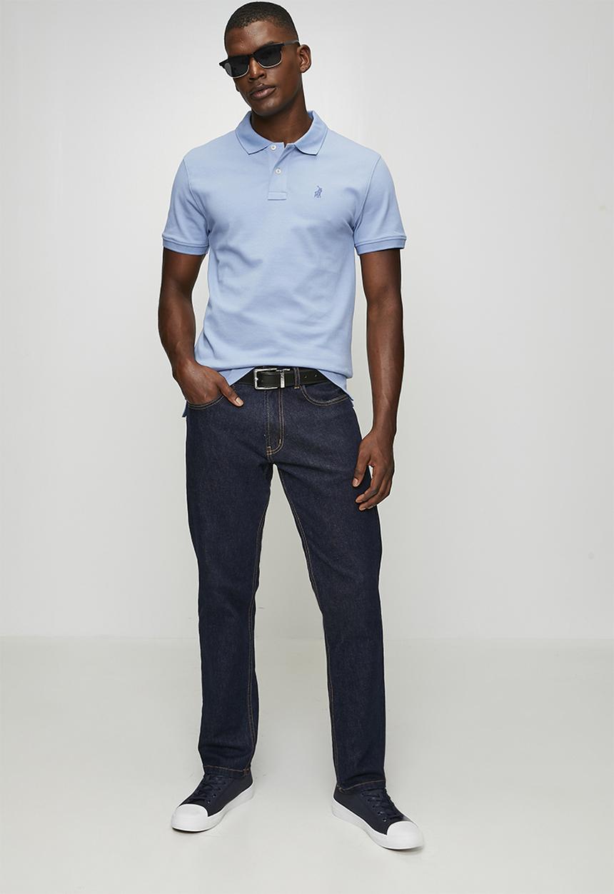 POLO - Carter Essential Pique Short Sleeve Golfer - Blue