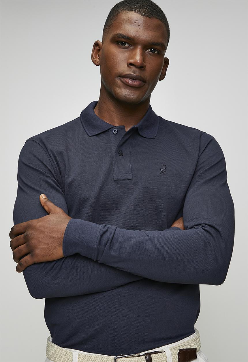 POLO - Ls Carter Essential Pique Ls Golfer - Navy