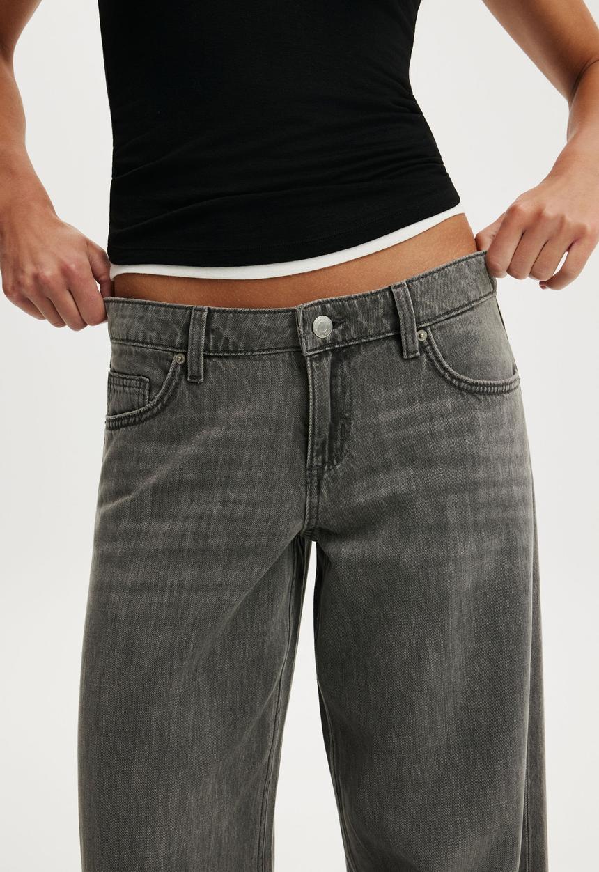 Cotton On - Low rise wide jean - luna grey stitch