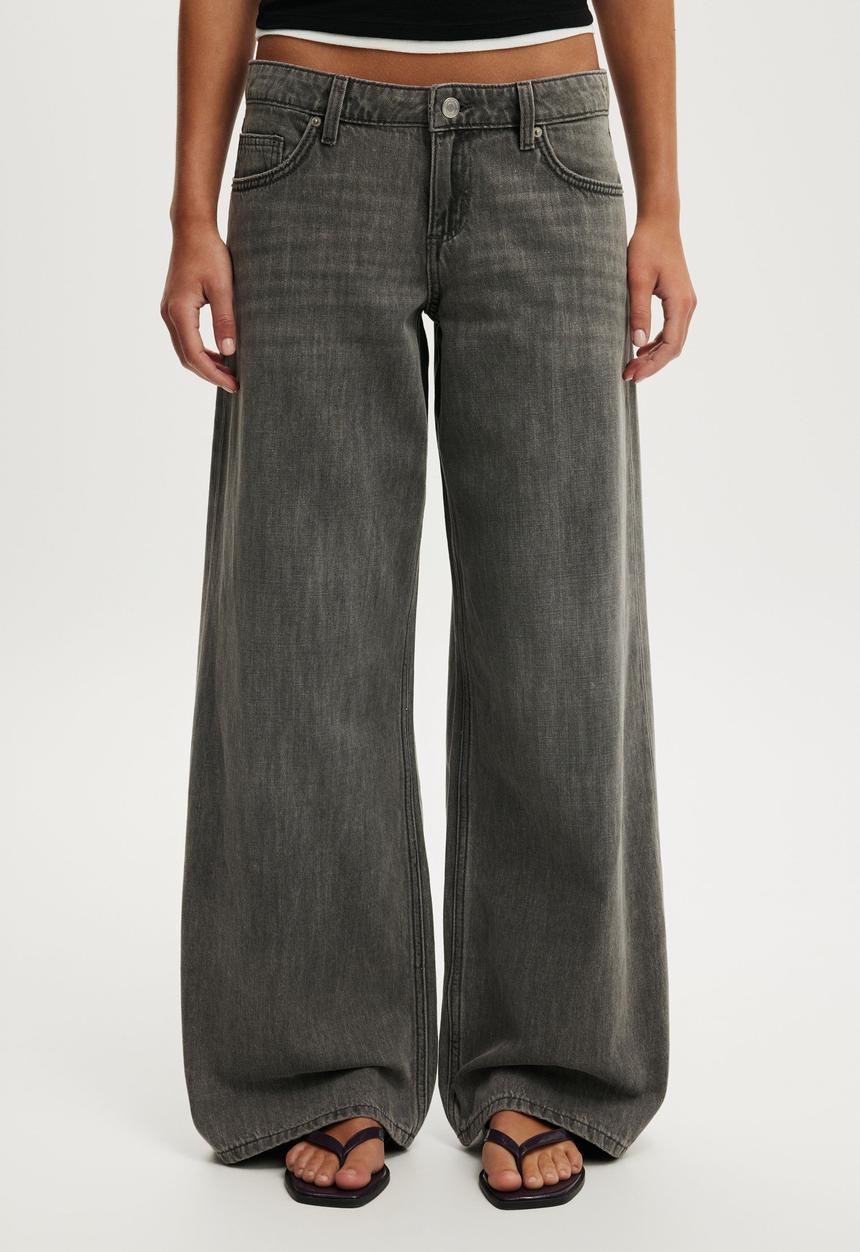 Cotton On - Low rise wide jean - luna grey stitch