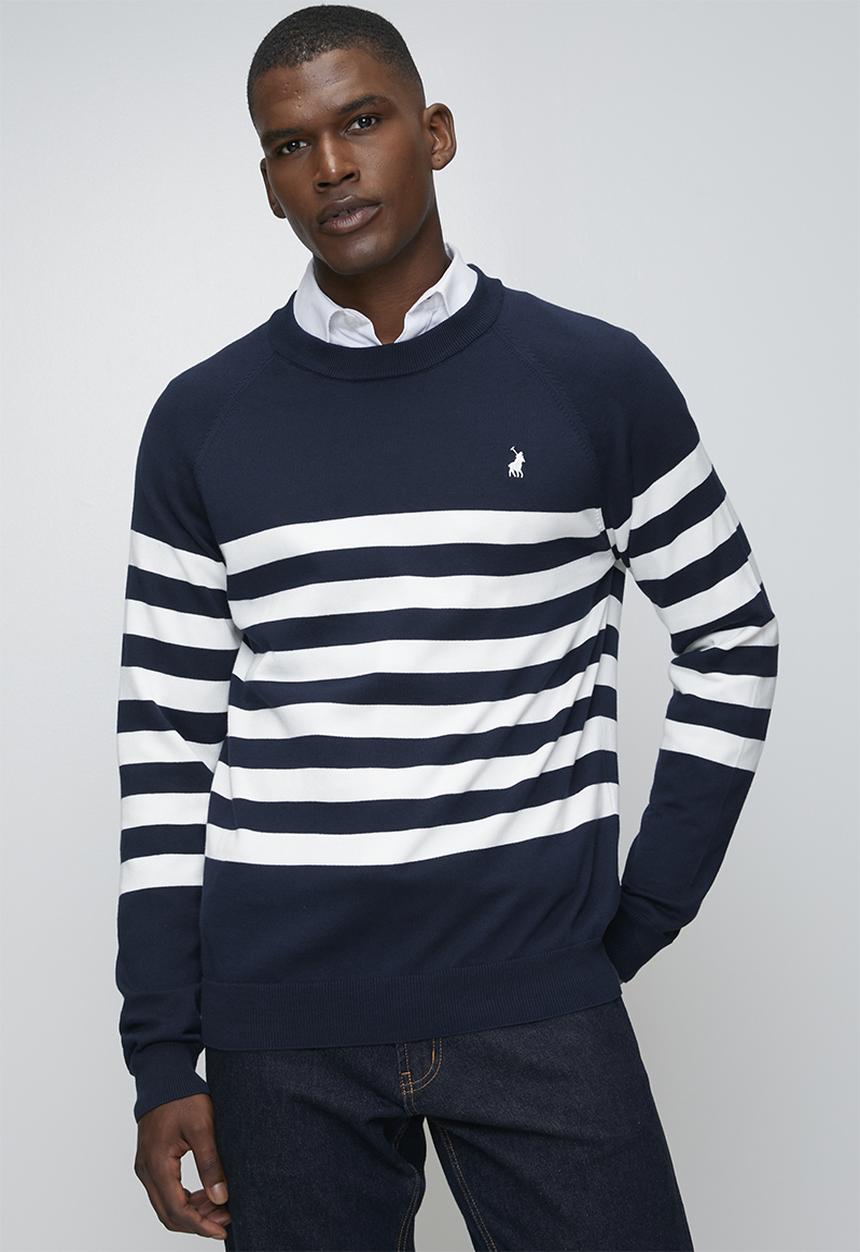 POLO - Segal Essential Cotton Crew Ls Knitwear  - Navy