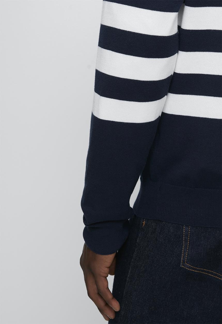 POLO - Segal Essential Cotton Crew Ls Knitwear  - Navy