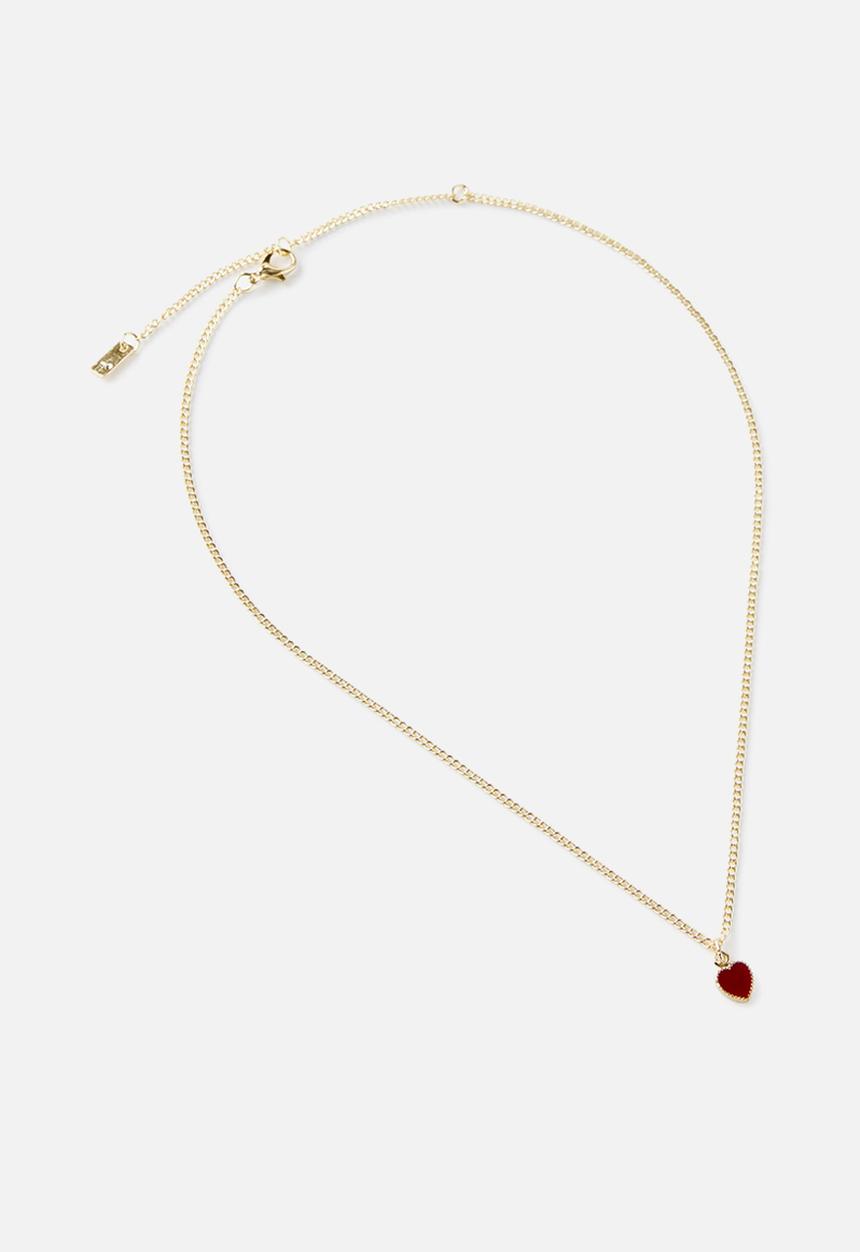 Rubi - Enamel heart pendant necklace - gold multi red