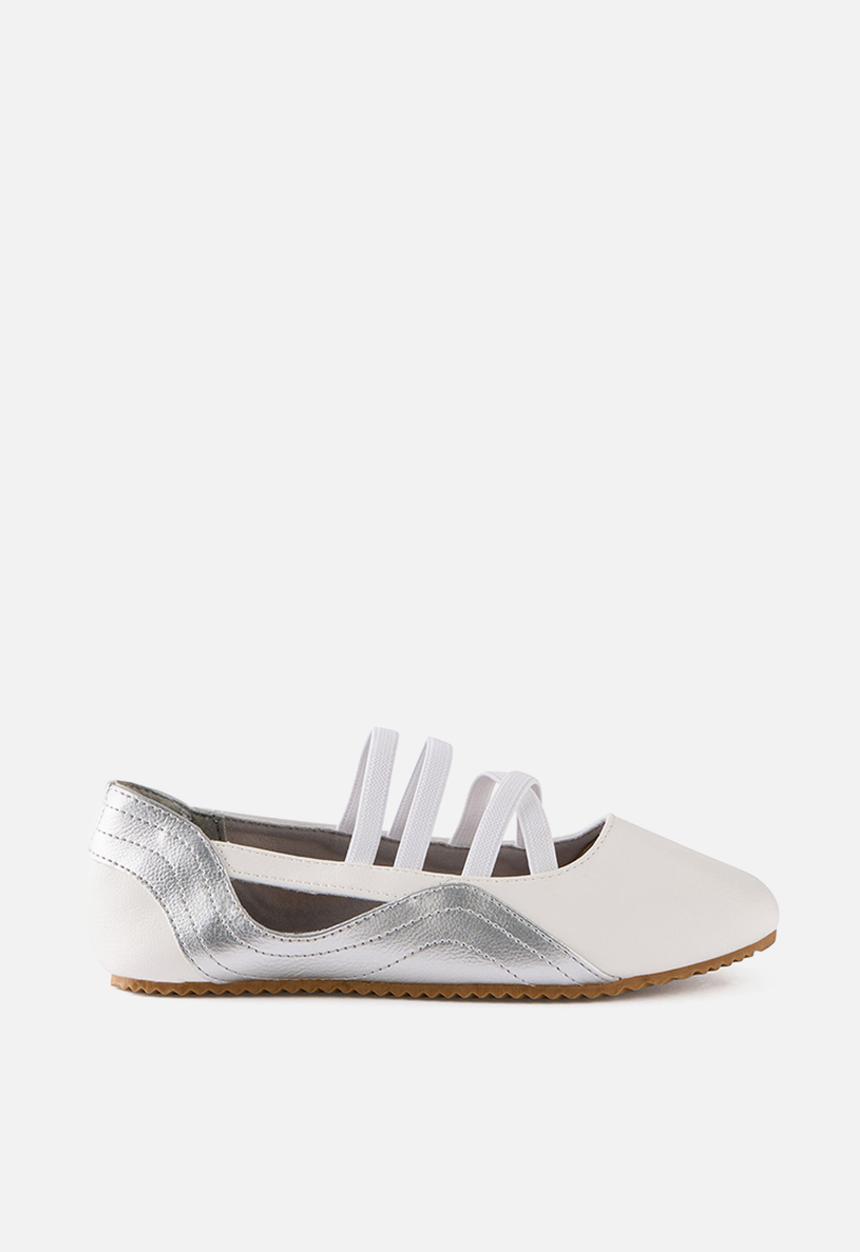 Cotton On - Spencer Sporty Flats -  White/Silver