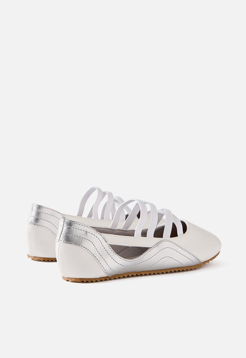 Cotton On - Spencer Sporty Flats -  White/Silver