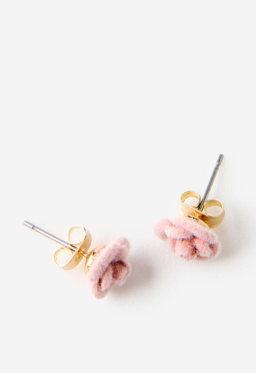 Rubi - Velvet rosette charm earring - blush