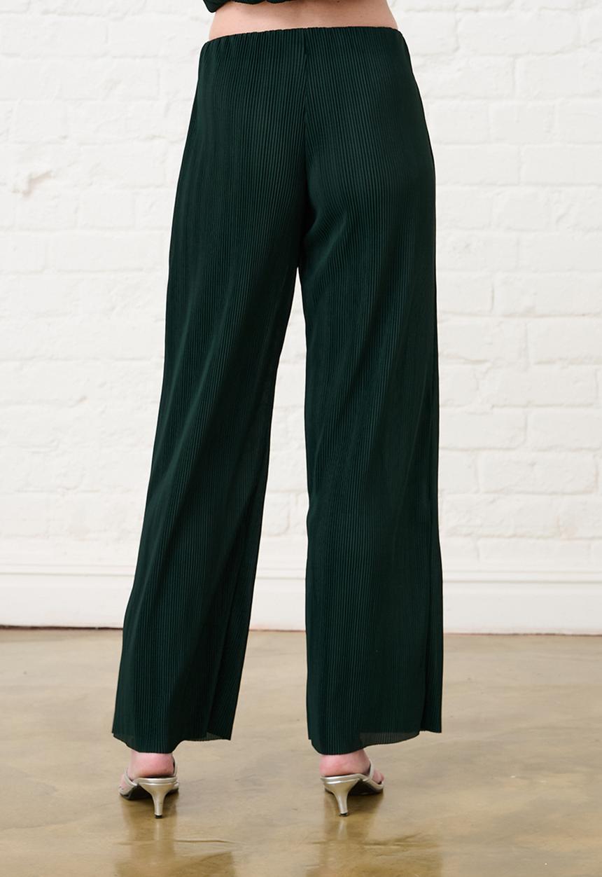 Me&B - Pull on Plisse Pants - Bottle Green
