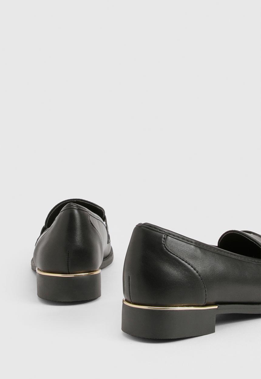 boohoo - Gold trim basic loafers - black