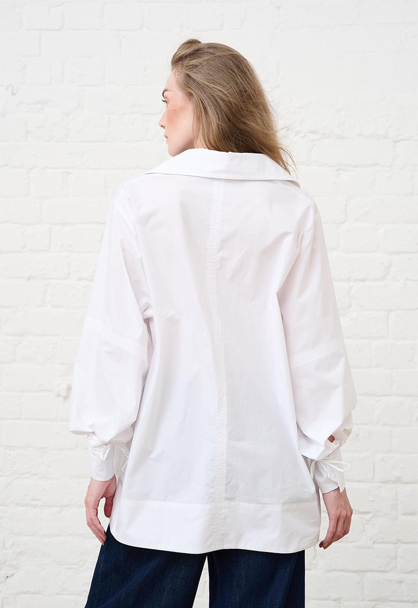 Me&B - Cotton Tie Detail Blouse - White