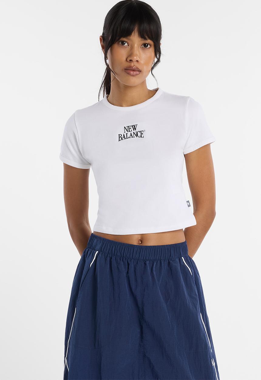 New Balance  - New Balance Linear Heritage Ringer Tee - White