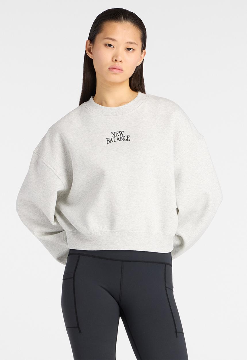 New Balance  - New Balance Linear Heritage Brushed Fleece Crew - Ash Heather