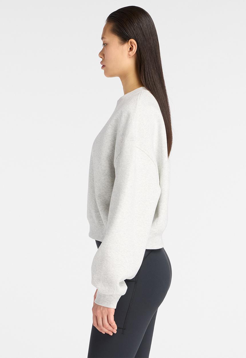 New Balance  - New Balance Linear Heritage Brushed Fleece Crew - Ash Heather