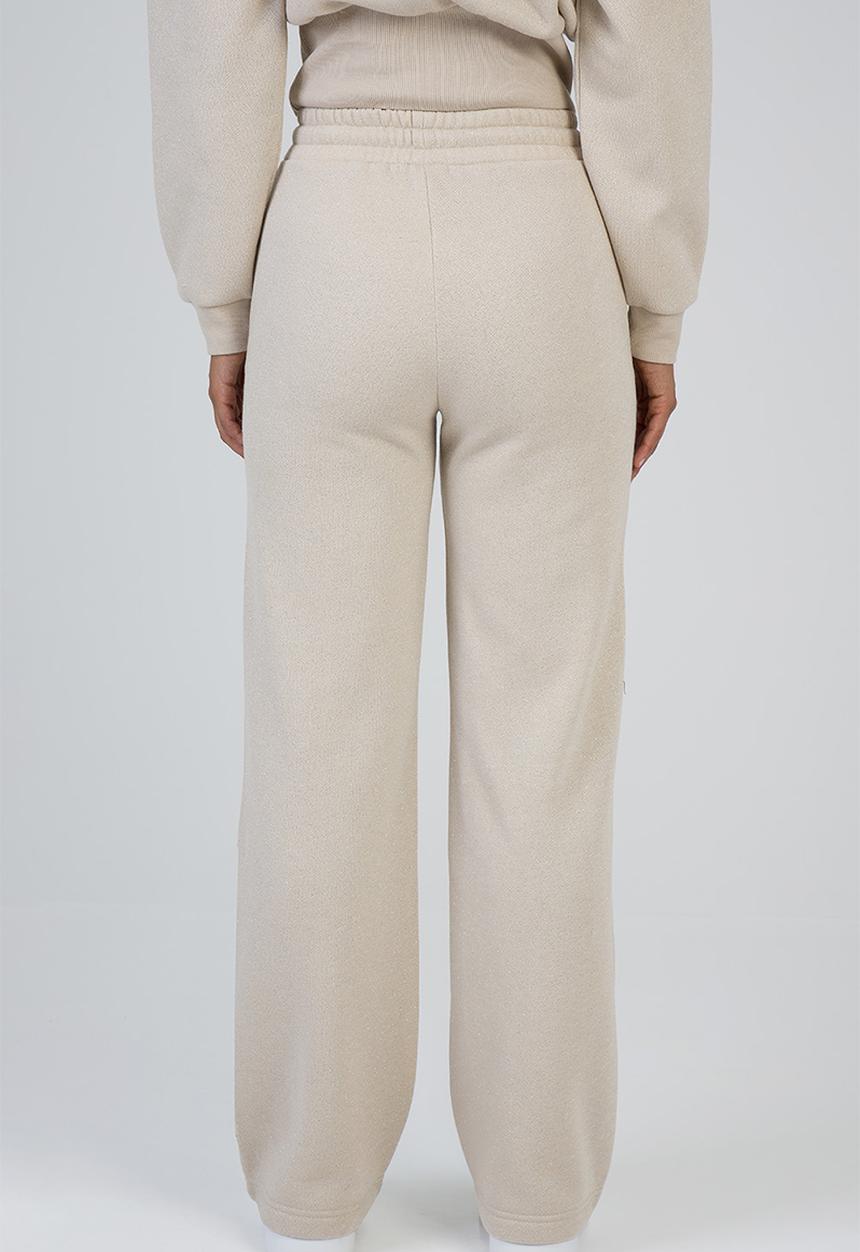 SISSY BOY - Fables Track Pants Glitter Fleece Wide Leg Sweat Pants - Stone