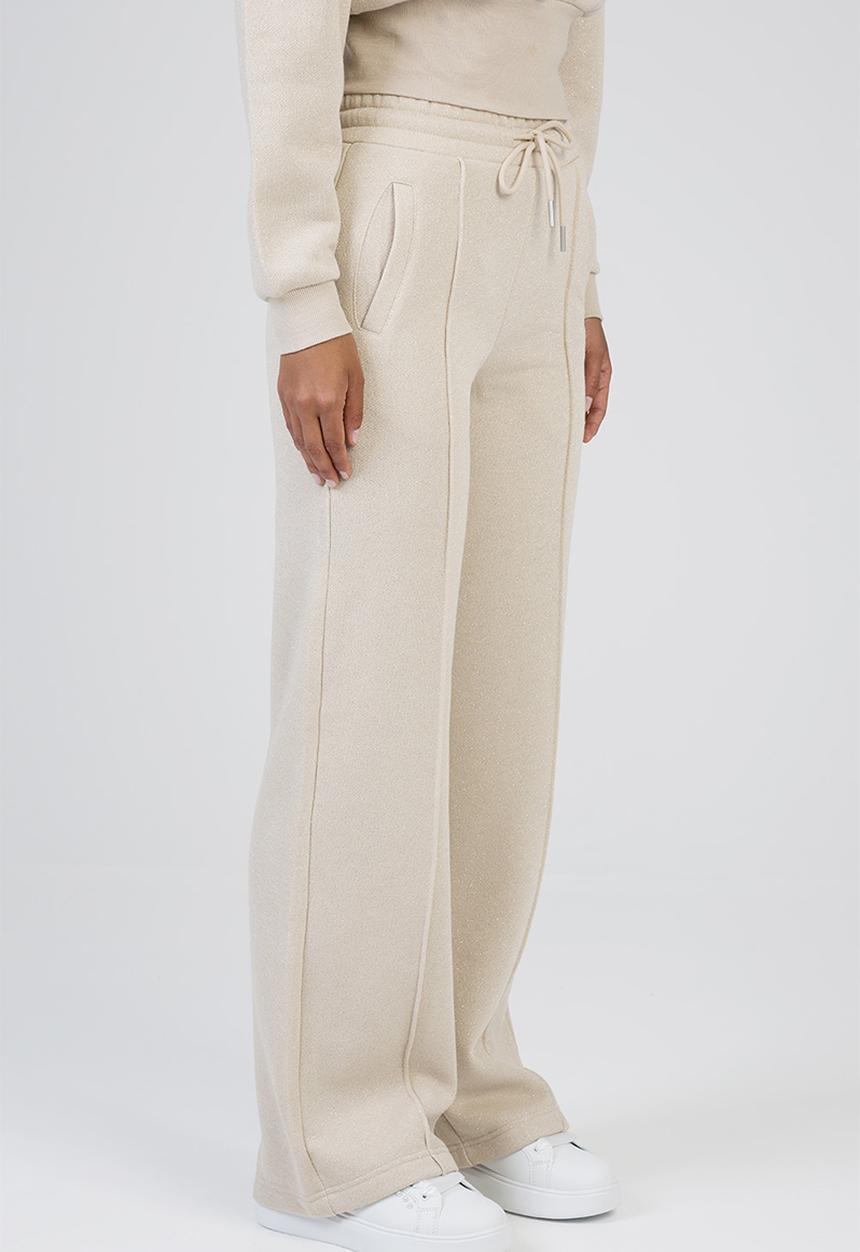 SISSY BOY - Fables Track Pants Glitter Fleece Wide Leg Sweat Pants - Stone