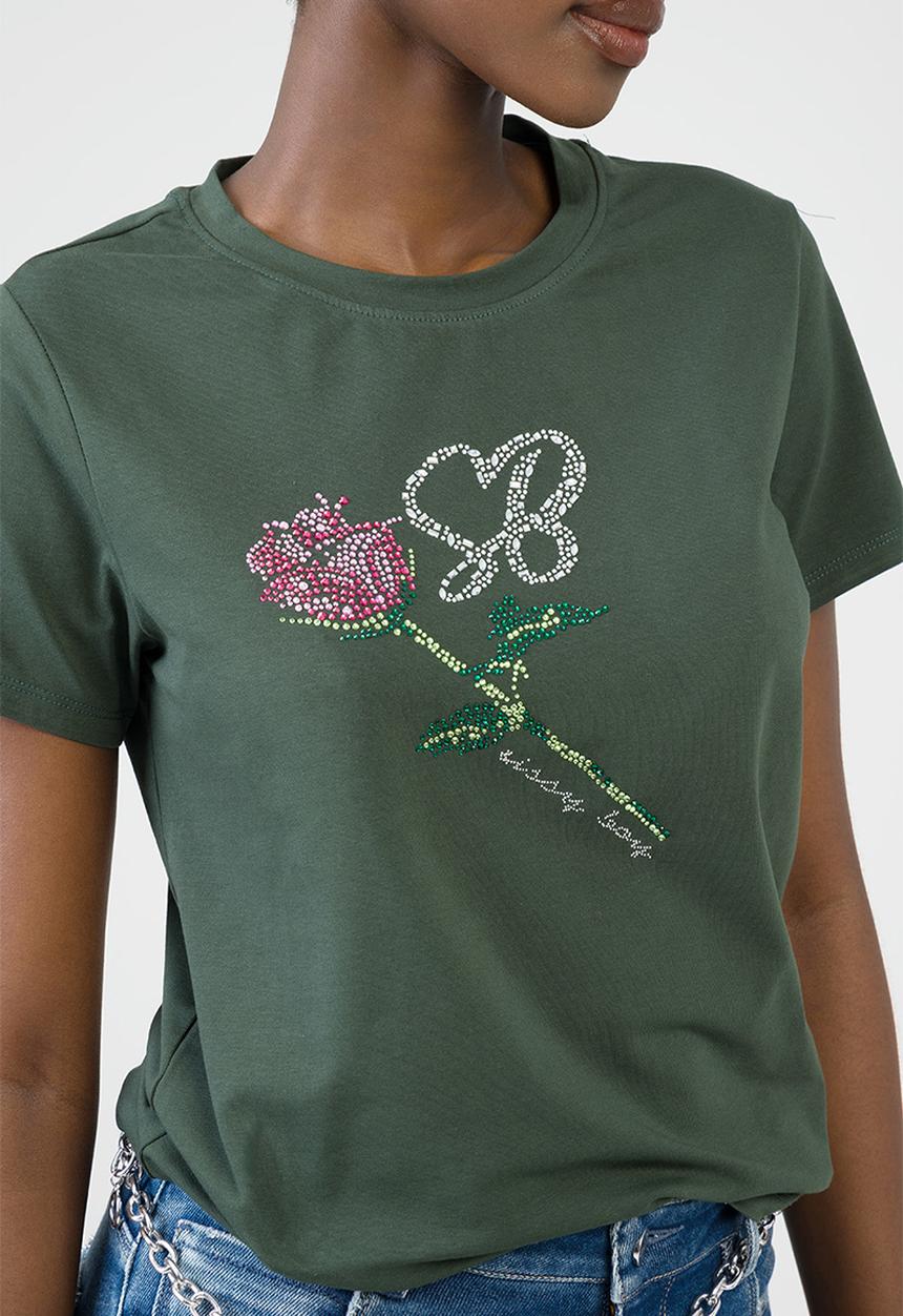 SISSY BOY - Feel Something T-Shirt Regular Tshirt With Rose Transfer - Green