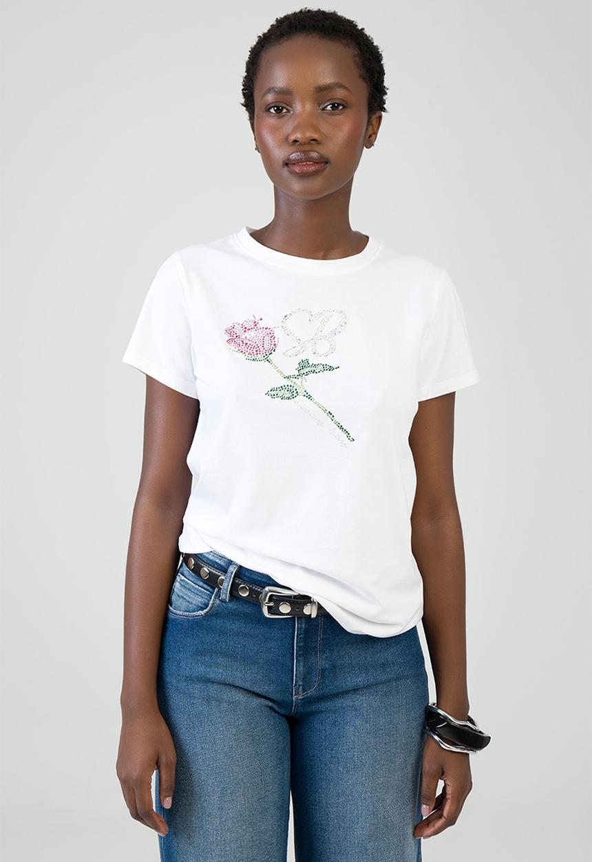 SISSY BOY - Feel Something T-Shirt Regular Tshirt With Rose Transfer - White
