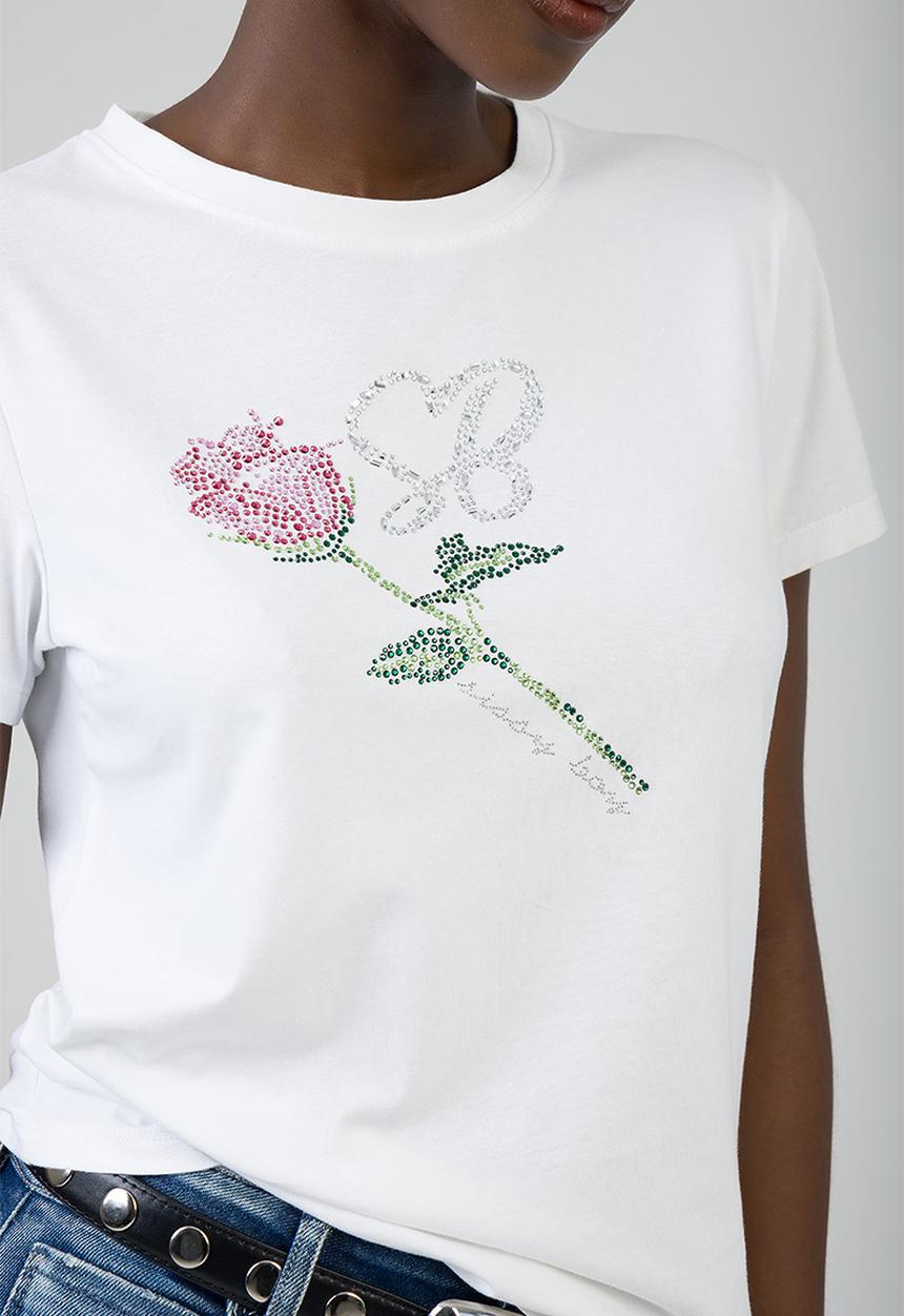 SISSY BOY - Feel Something T-Shirt Regular Tshirt With Rose Transfer - White