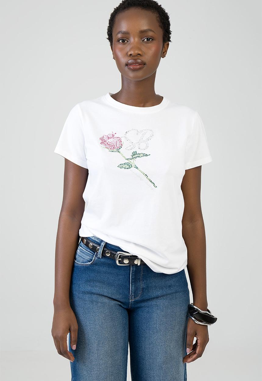 SISSY BOY - Feel Something T-Shirt Regular Tshirt With Rose Transfer - White