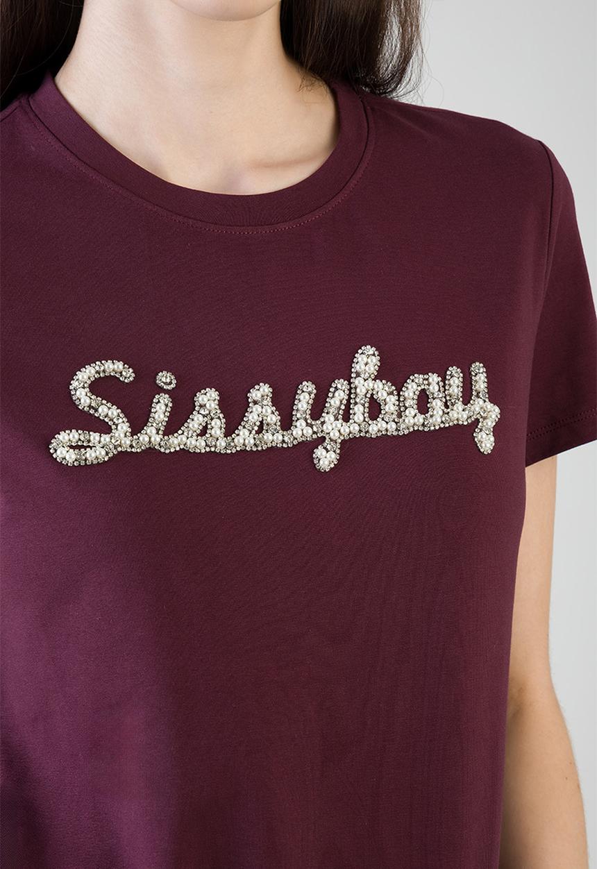 SISSY BOY - Keep It Cool T-Shirt Regular Tshirt With Raised Pearl And Bling - Burgundy