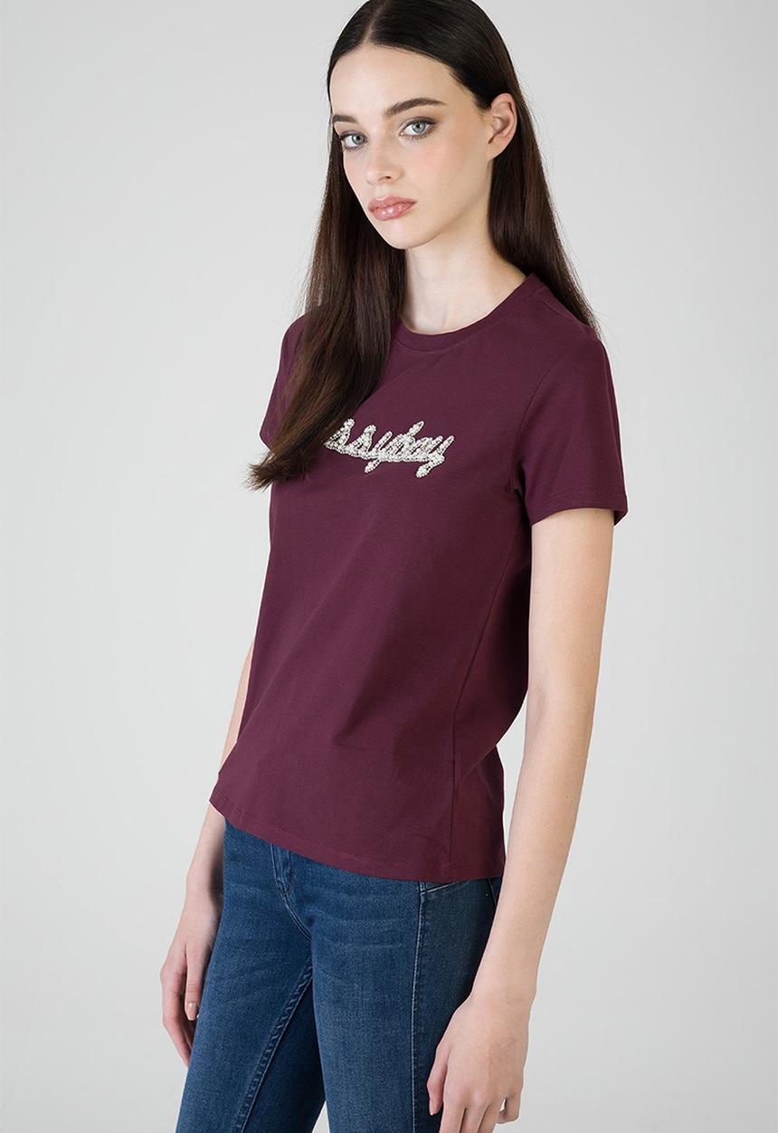 SISSY BOY - Keep It Cool T-Shirt Regular Tshirt With Raised Pearl And Bling - Burgundy