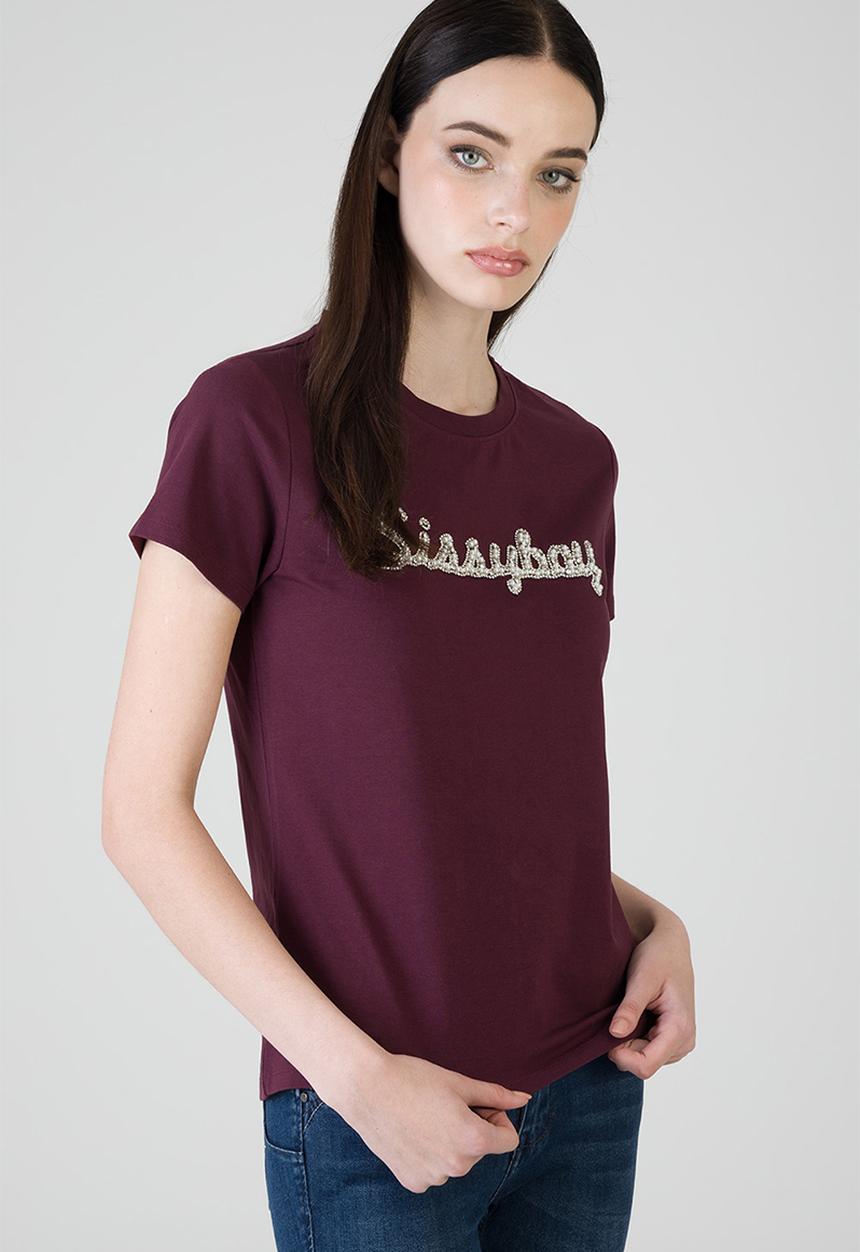 SISSY BOY - Keep It Cool T-Shirt Regular Tshirt With Raised Pearl And Bling - Burgundy