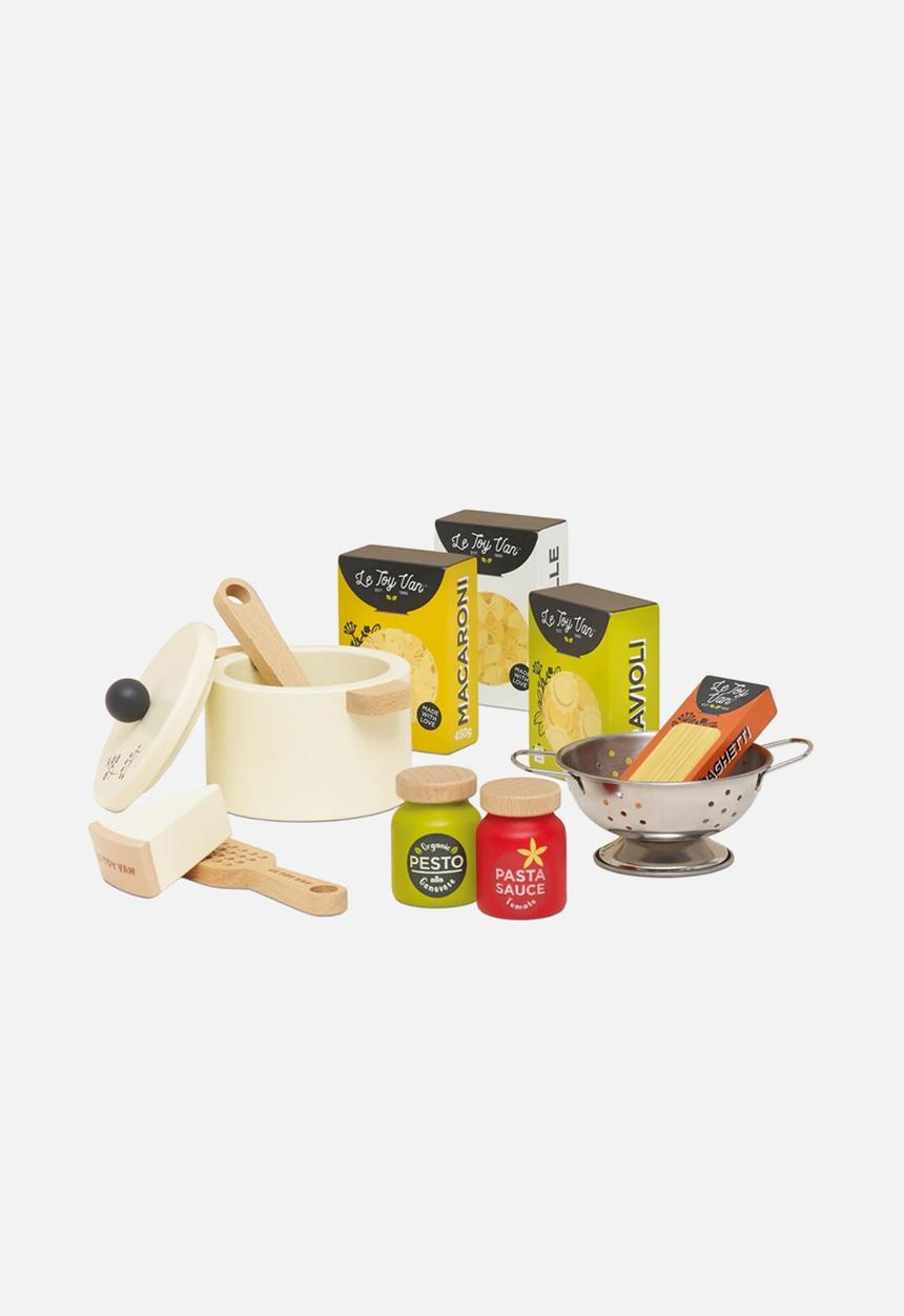 Le Toy Van - 12 pcs Wooden Organic Pasta Set - white/beige