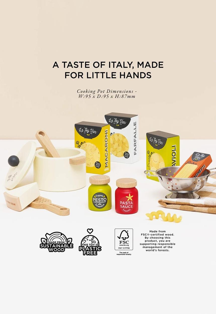 Le Toy Van - 12 pcs Wooden Organic Pasta Set - white/beige