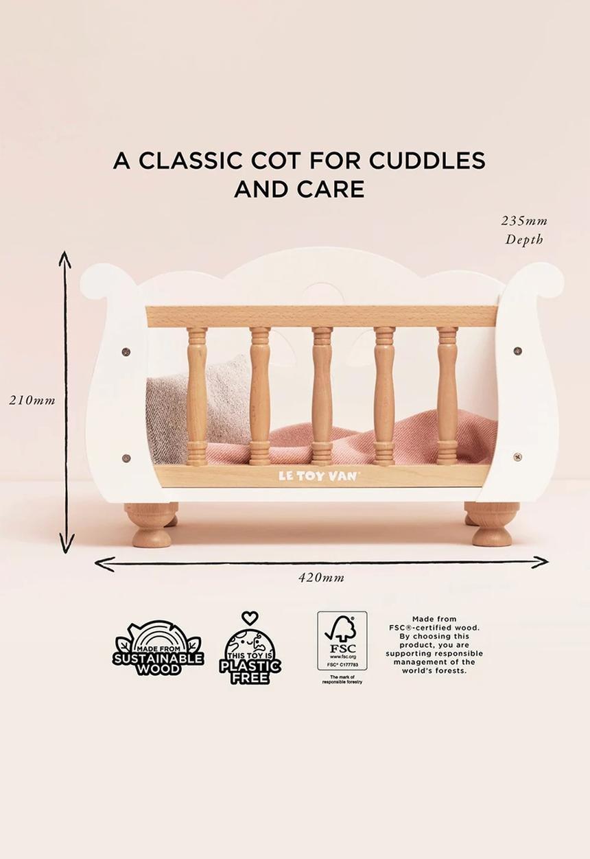 Le Toy Van - Dolls Wooden Cot - white/beige