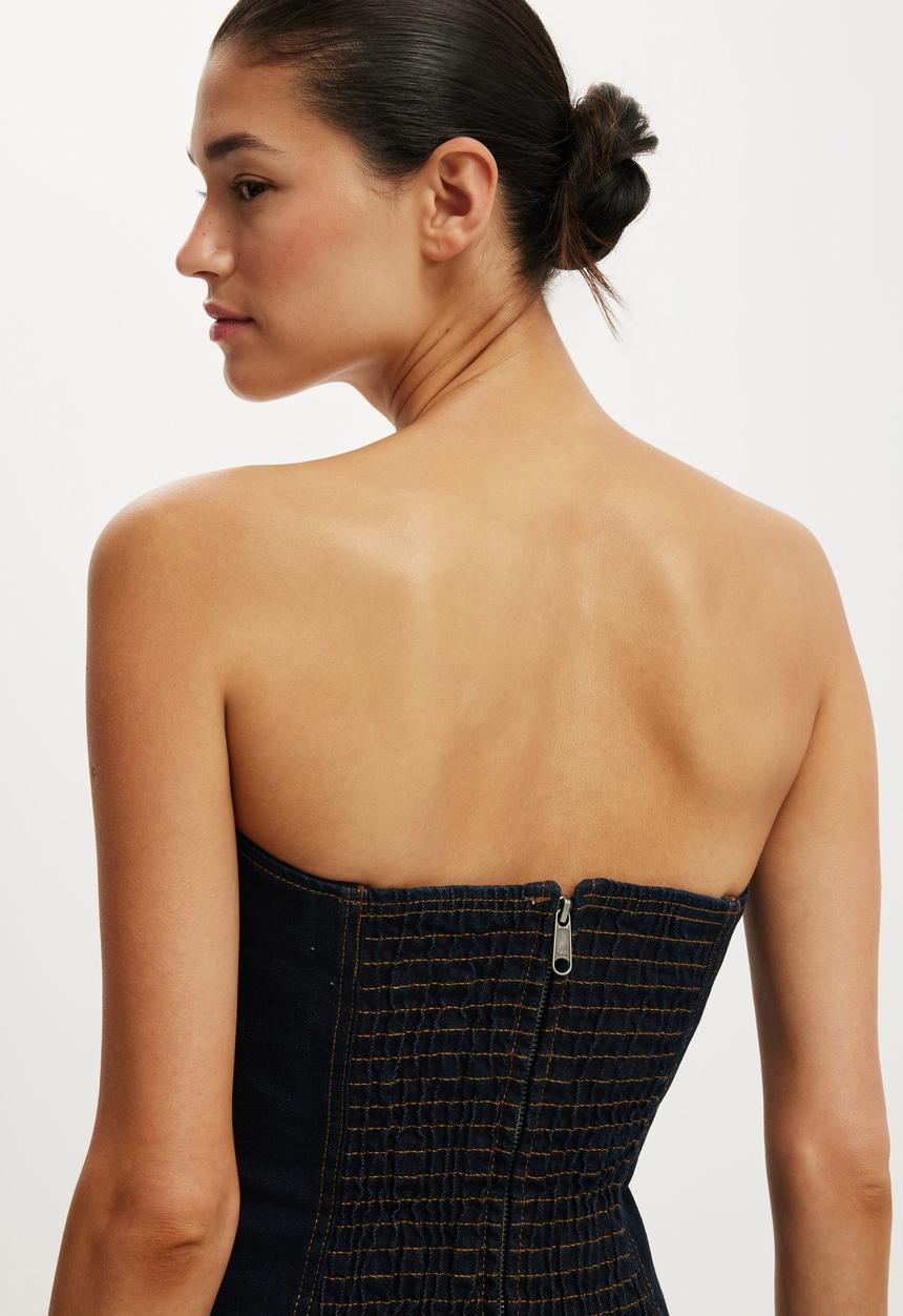 Cotton On - Denim corset - aries blue