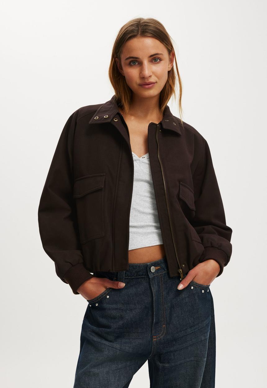 Cotton On - Clover funnel neck bomber - american oak