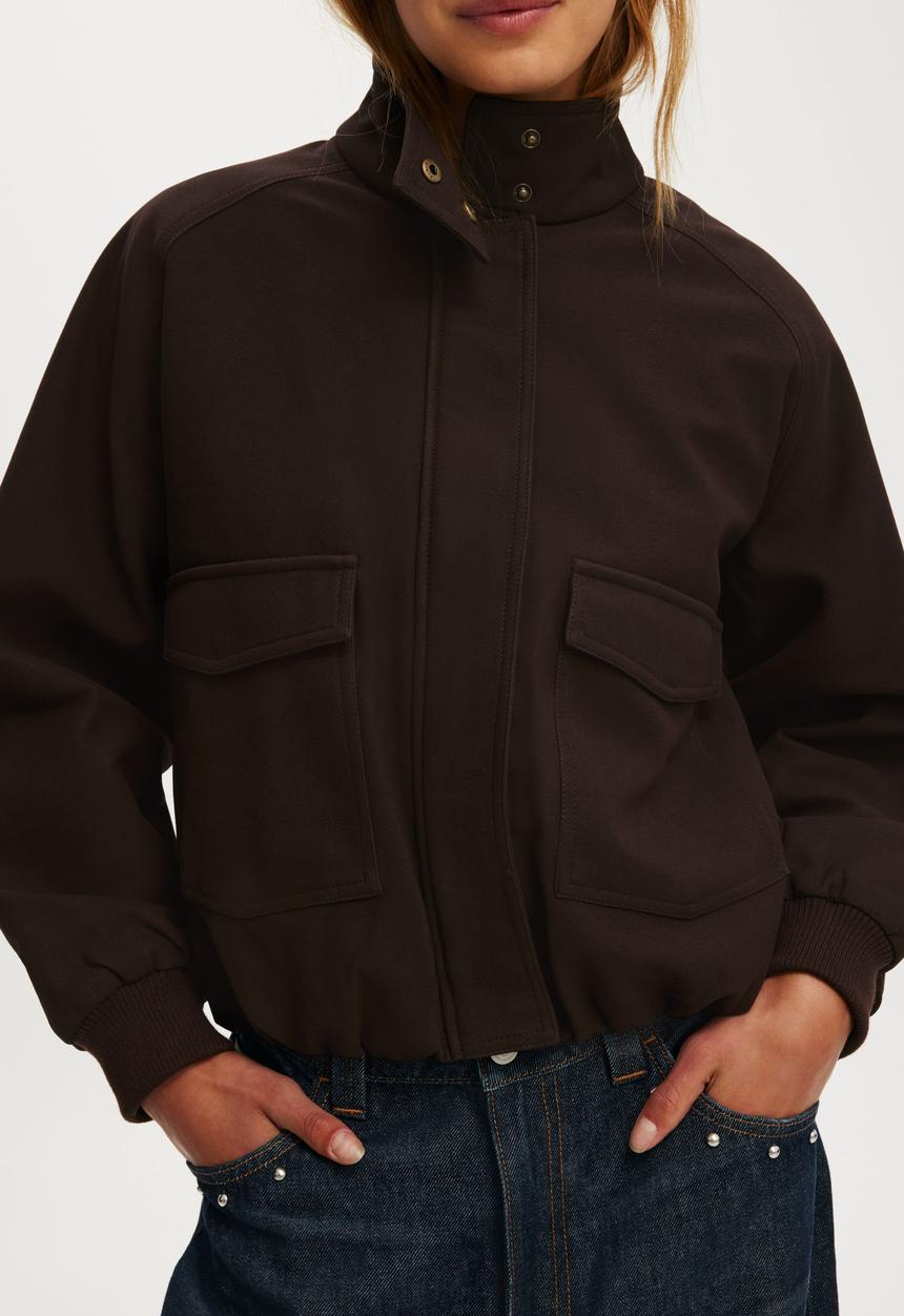 Cotton On - Clover funnel neck bomber - american oak