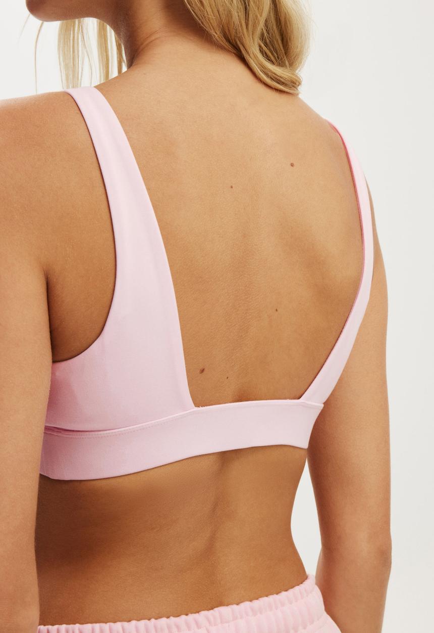Cotton On - Ultra Soft Deep Plunge Crop - Cherry Dream