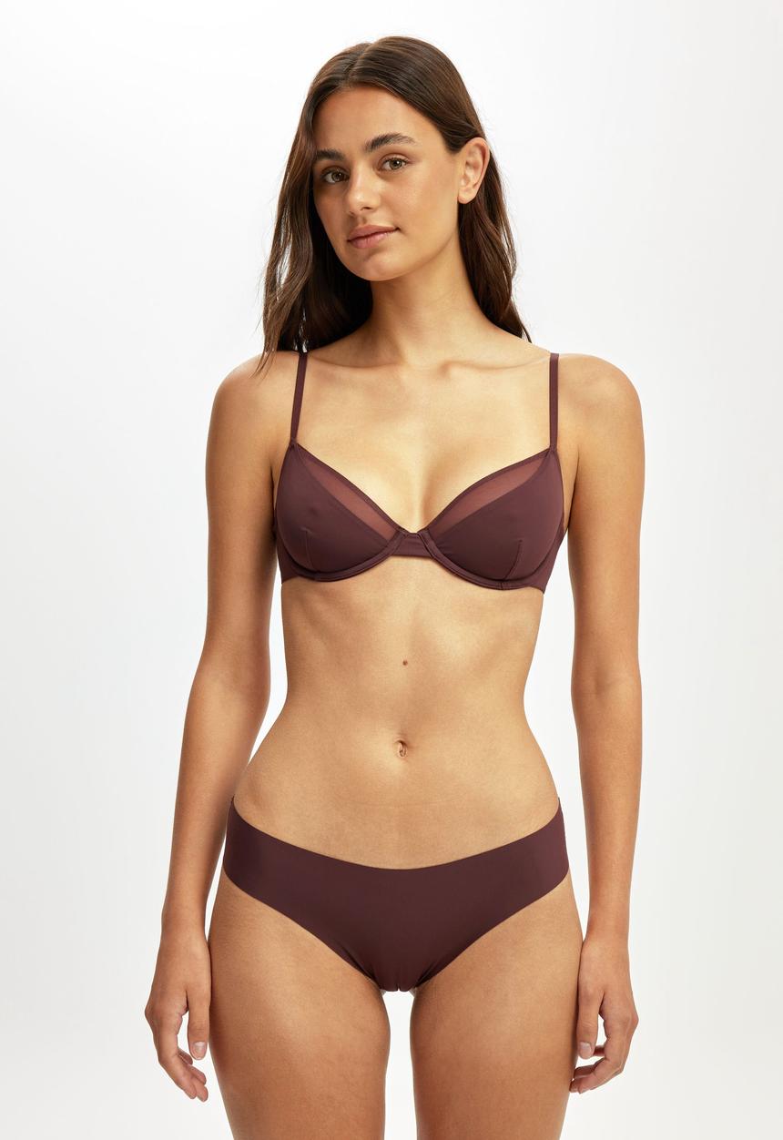 Cotton On - Double Layer Underwire Bra - Chocolate Plum