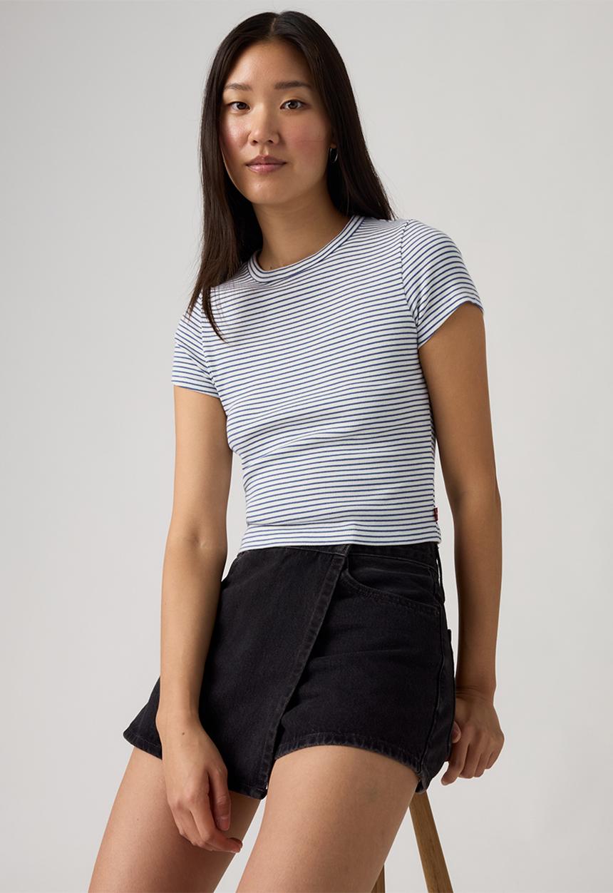 Levi’s® - Hayes cropped tee - ava stripe cloud dancer sunshine blue rib knit