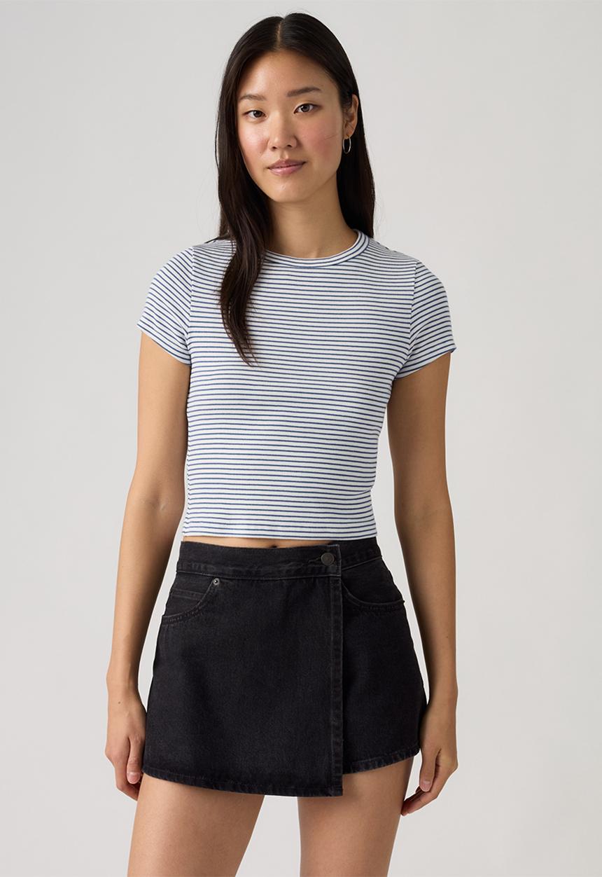 Levi’s® - Hayes cropped tee - ava stripe cloud dancer sunshine blue rib knit