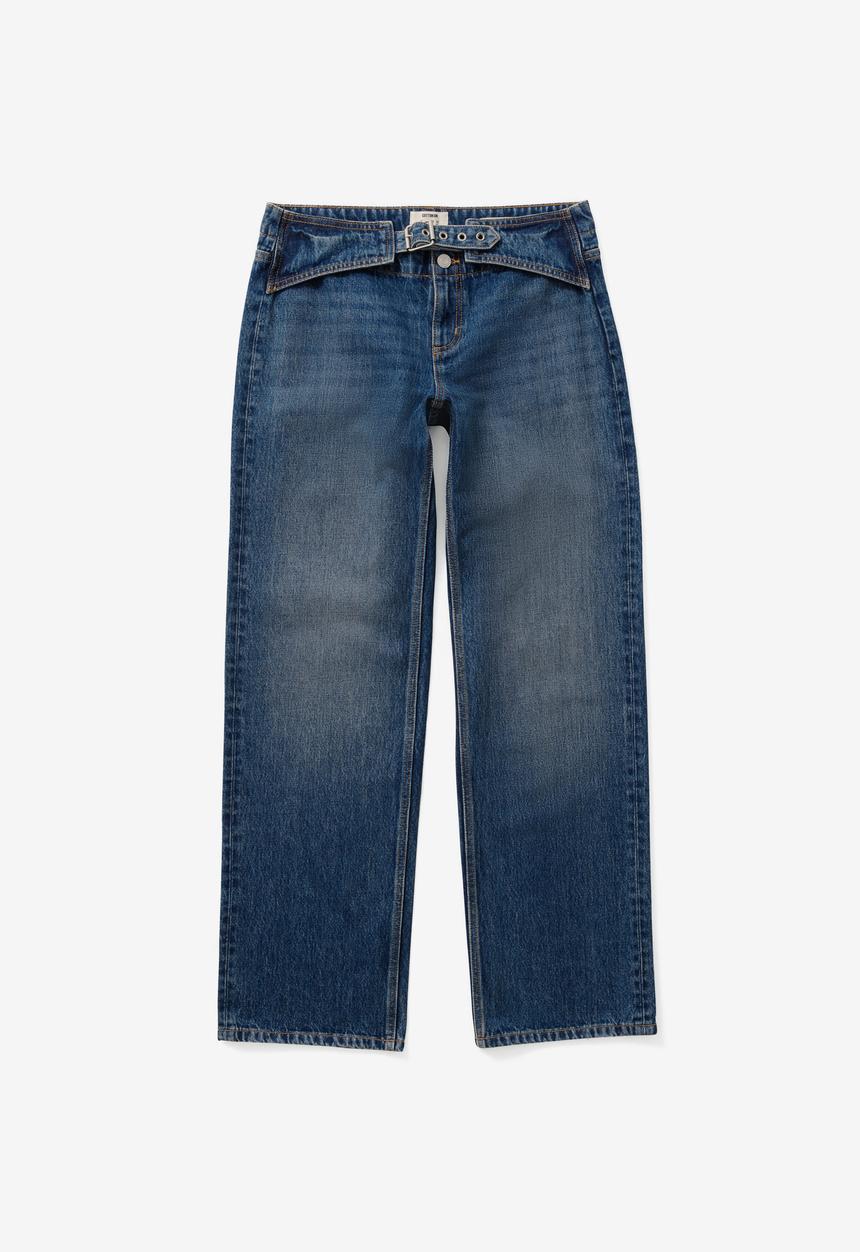 Cotton On - Belted low rise straight jean - scorpio blue 