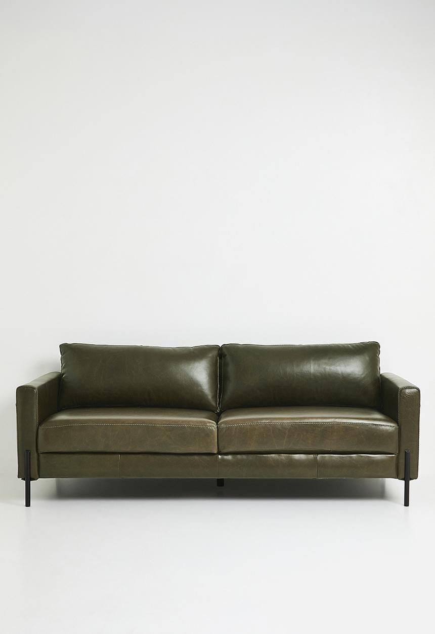 Sixth Floor - Hadley 3 Seater Genuine Leather Sofa - Pesto
