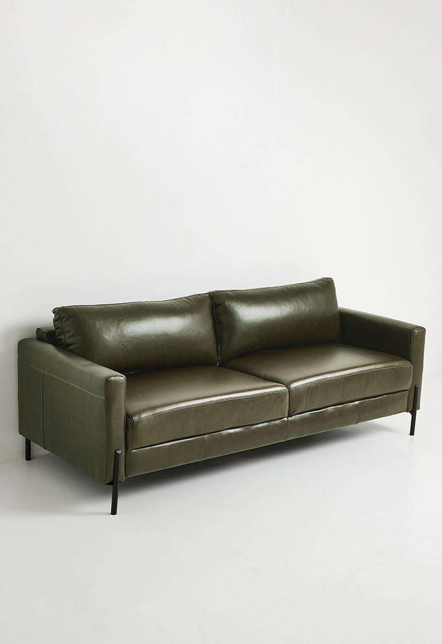 Sixth Floor - Hadley 3 Seater Genuine Leather Sofa - Pesto