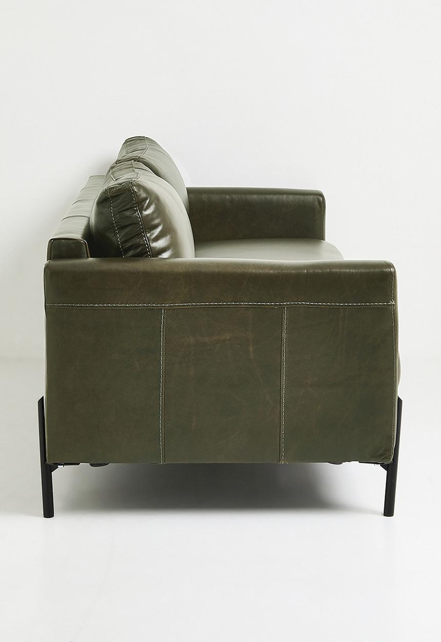 Sixth Floor - Hadley 3 Seater Genuine Leather Sofa - Pesto