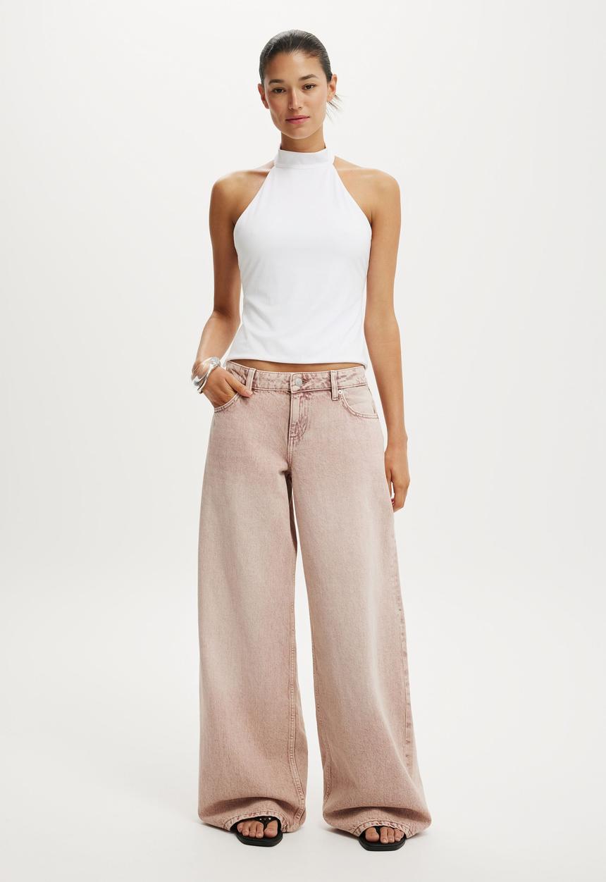 Cotton On - Low rise wide jean - cameo pink