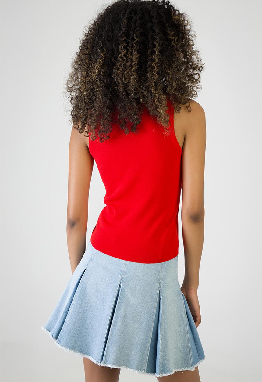 SISSY BOY - Heartbreak Hotel Sleeveless Knitwear Vest Top With Embroidered Hearts - Red
