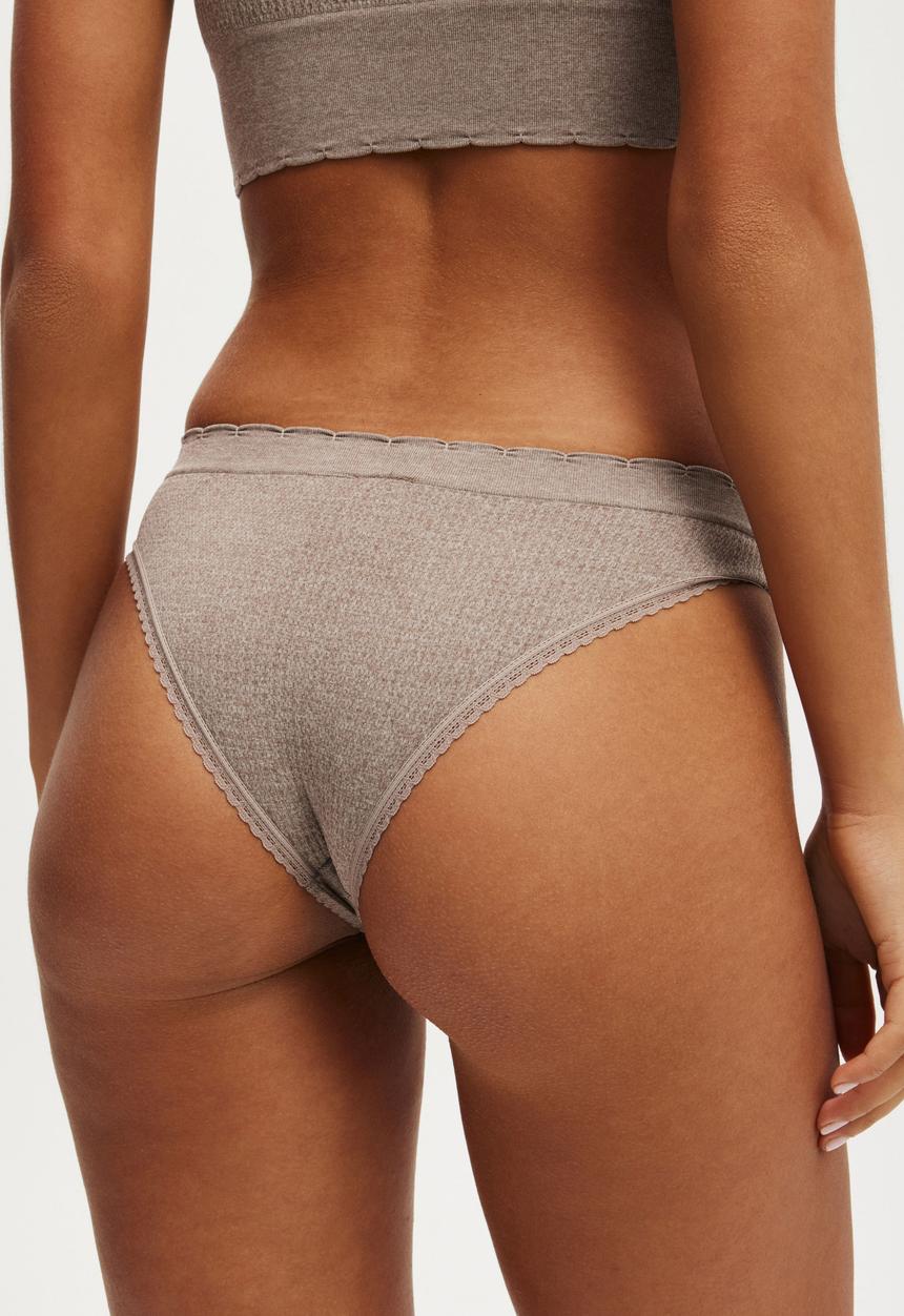 Cotton On - Seamless Hipster Cheeky Brief - Mocha Marle Texture
