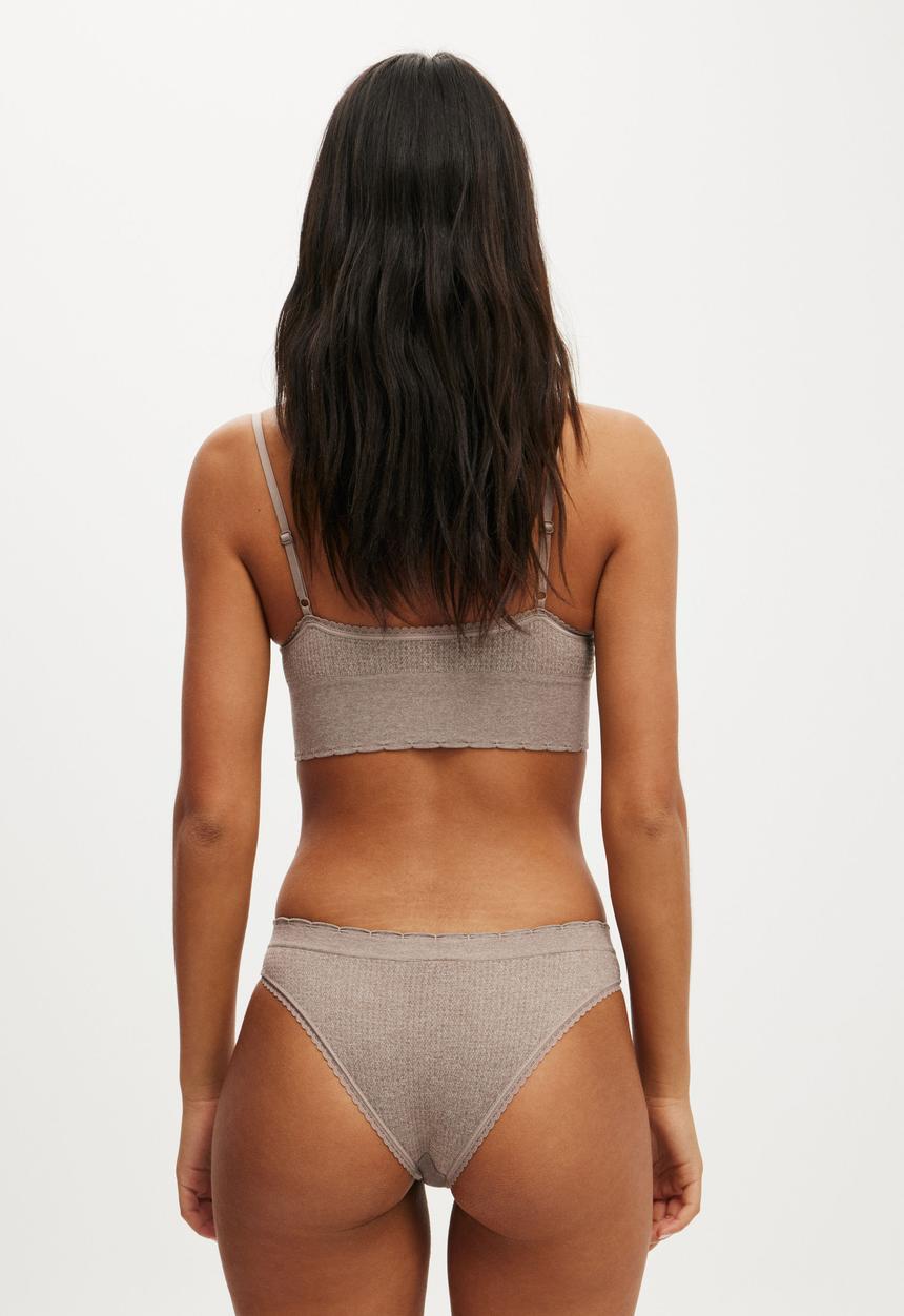 Cotton On - Seamless Hipster Cheeky Brief - Mocha Marle Texture