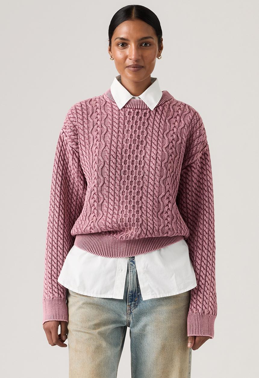 Leilah cable crewneck - washed crushed berry crushed berry cotton