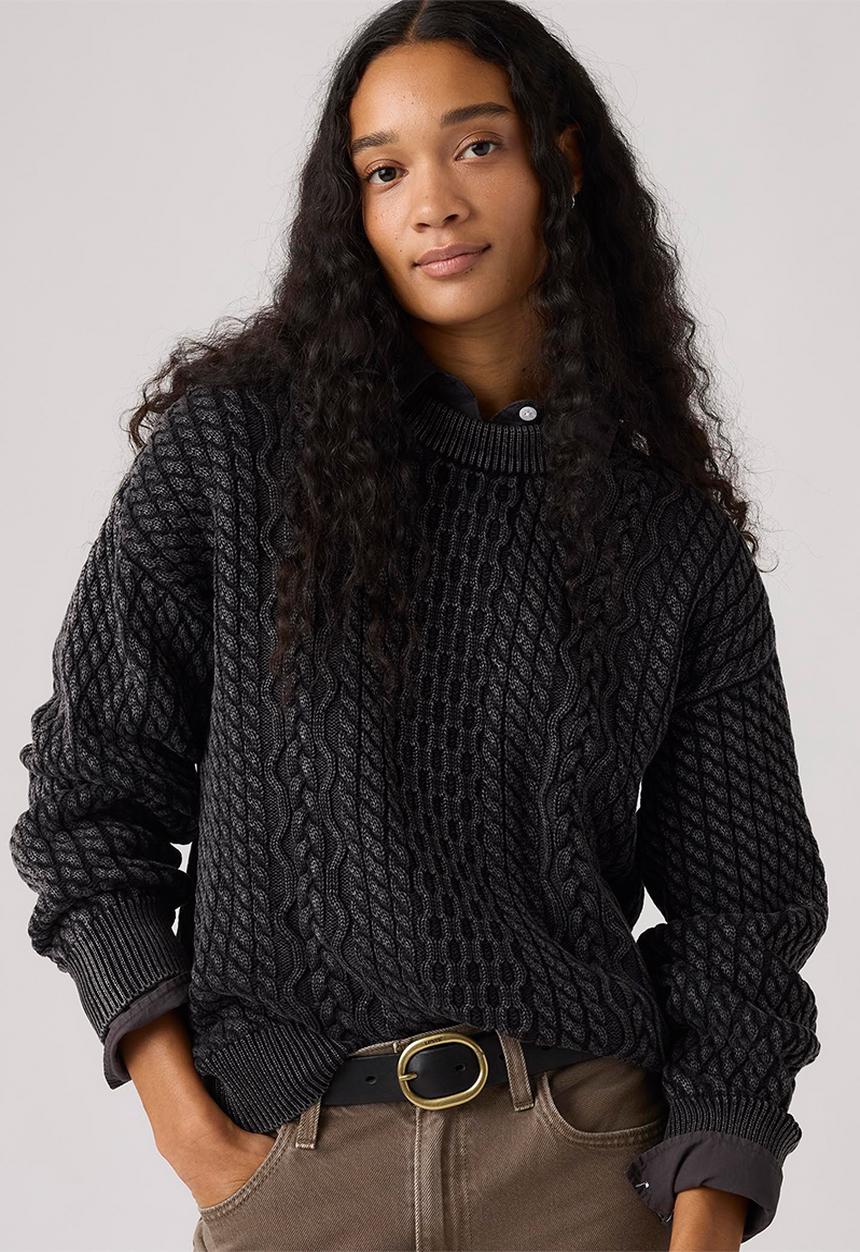 Leilah cable crewneck - washed anthracite night anthracite night