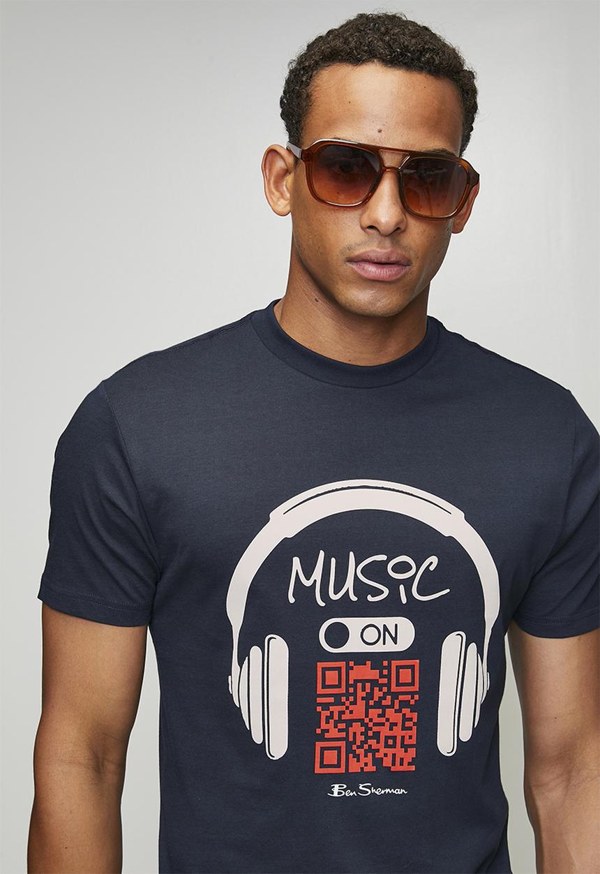 Ben Sherman - Music QR Code Tee-Shirt - Navy