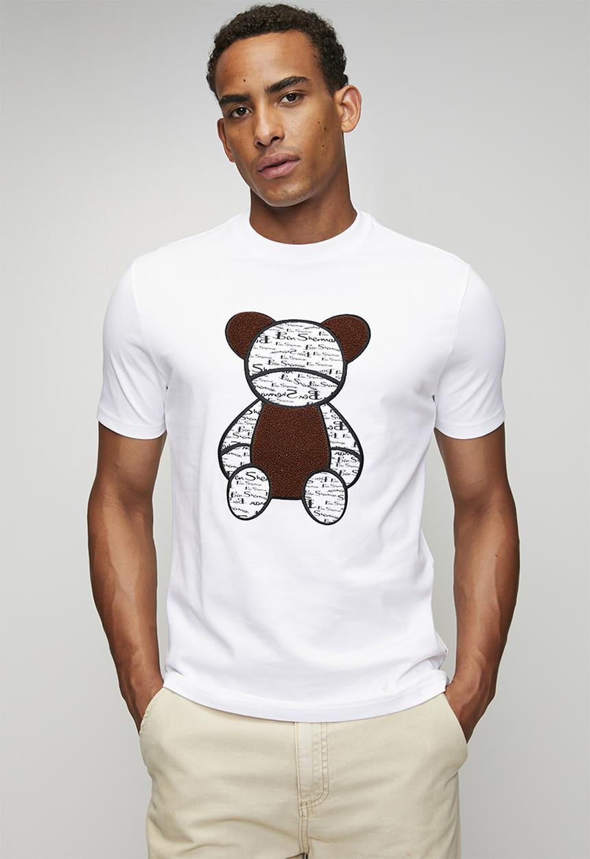 Ben Sherman - Ben Bear Chenille Fur 260g Tee-Shirt - White